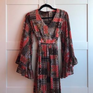 Vintage Butterfly Sleeve Boho Dress